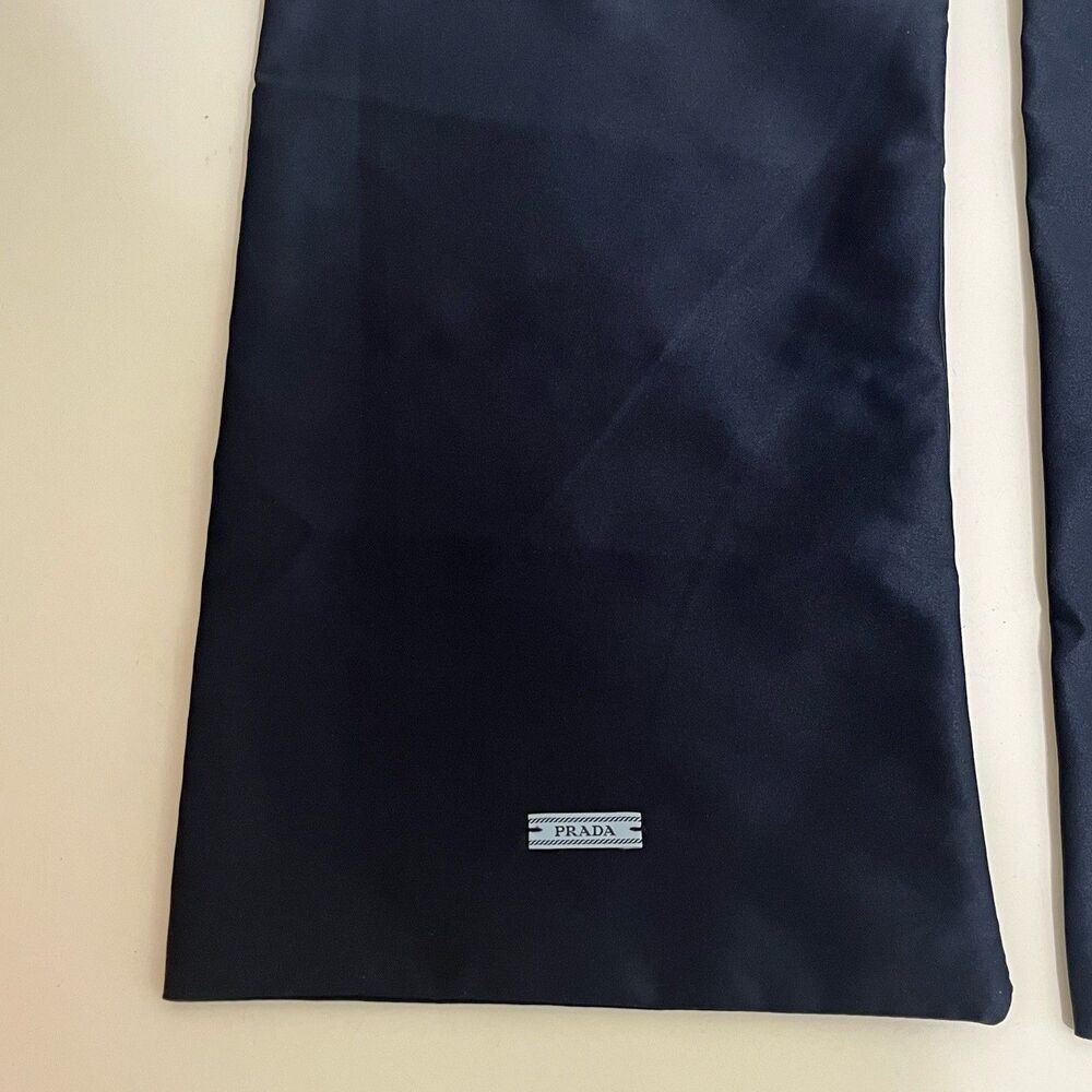 PRADA Navy Blue Satin Shoe Drawstring Dust Bags 8.5" x 13.5" Set of 2 - Picture 4 of 14
